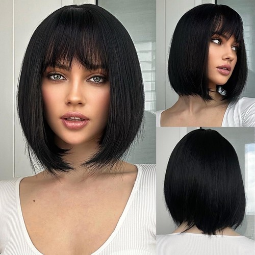 Black bob wig - bob, 13"